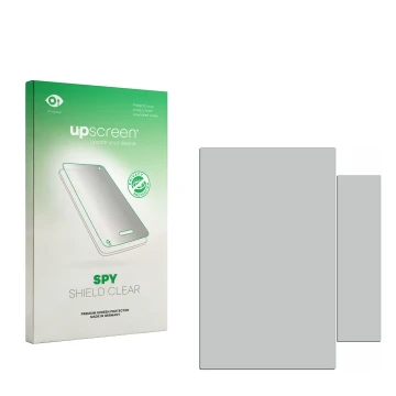 Front side of a product packaging with the brand logo upscreen. Next to it is the corresponding screen protector.