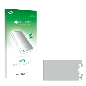 Front side of a product packaging with the brand logo upscreen. Next to it is the corresponding screen protector.