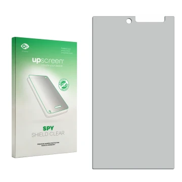 Front side of a product packaging with the brand logo upscreen. Next to it is the corresponding screen protector.