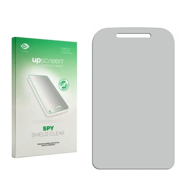 Front side of a product packaging with the brand logo upscreen. Next to it is the corresponding screen protector.