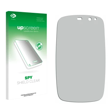 Front side of a product packaging with the brand logo upscreen. Next to it is the corresponding screen protector.