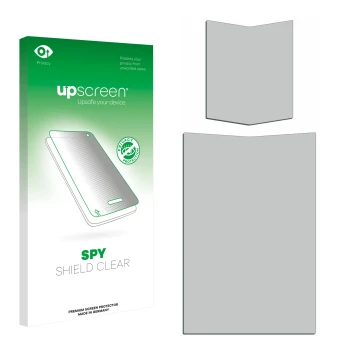 Front side of a product packaging with the brand logo upscreen. Next to it is the corresponding screen protector.