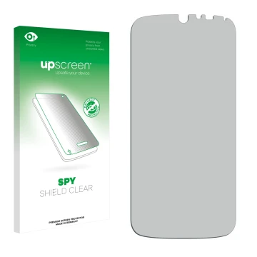 Front side of a product packaging with the brand logo upscreen. Next to it is the corresponding screen protector.