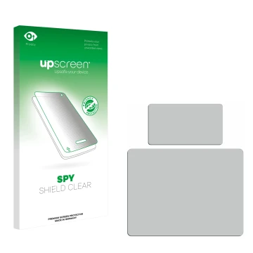 Front side of a product packaging with the brand logo upscreen. Next to it is the corresponding screen protector.