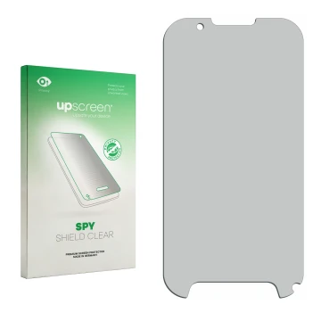 Front side of a product packaging with the brand logo upscreen. Next to it is the corresponding screen protector.
