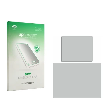 Front side of a product packaging with the brand logo upscreen. Next to it is the corresponding screen protector.