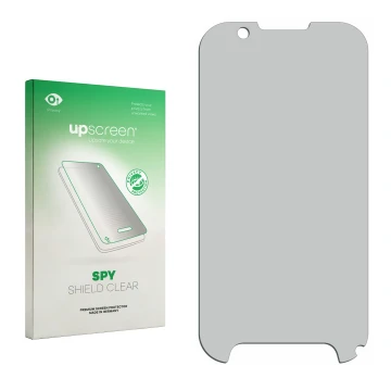 Front side of a product packaging with the brand logo upscreen. Next to it is the corresponding screen protector.