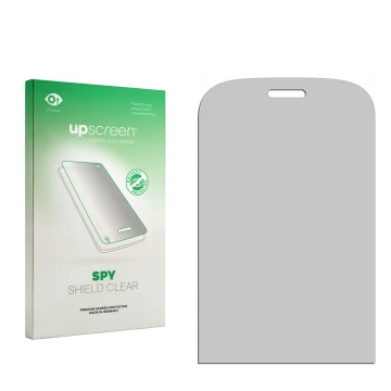 Front side of a product packaging with the brand logo upscreen. Next to it is the corresponding screen protector.