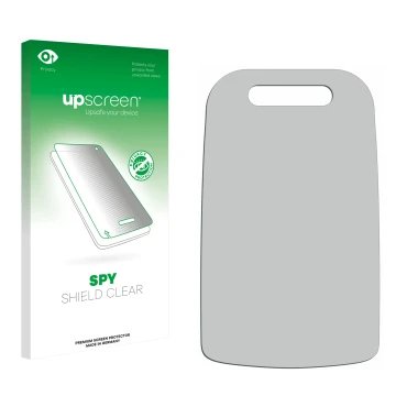 Front side of a product packaging with the brand logo upscreen. Next to it is the corresponding screen protector.