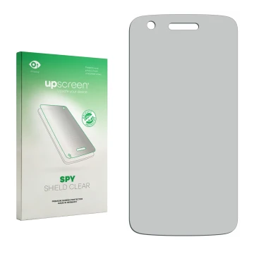 Front side of a product packaging with the brand logo upscreen. Next to it is the corresponding screen protector.