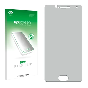 Front side of a product packaging with the brand logo upscreen. Next to it is the corresponding screen protector.