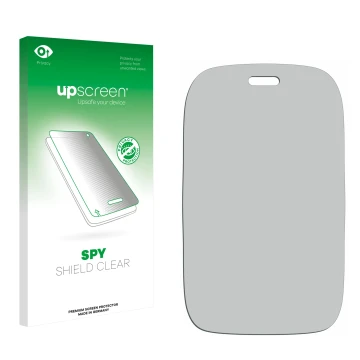Front side of a product packaging with the brand logo upscreen. Next to it is the corresponding screen protector.