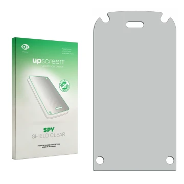 Front side of a product packaging with the brand logo upscreen. Next to it is the corresponding screen protector.