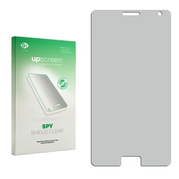 Front side of a product packaging with the brand logo upscreen. Next to it is the corresponding screen protector.