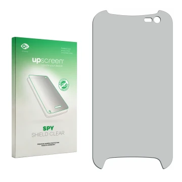 Front side of a product packaging with the brand logo upscreen. Next to it is the corresponding screen protector.