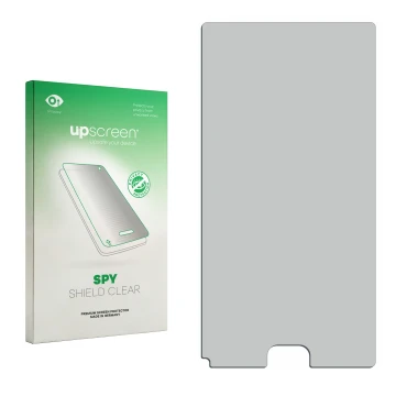 Front side of a product packaging with the brand logo upscreen. Next to it is the corresponding screen protector.