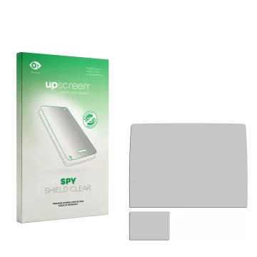 Front side of a product packaging with the brand logo upscreen. Next to it is the corresponding screen protector.