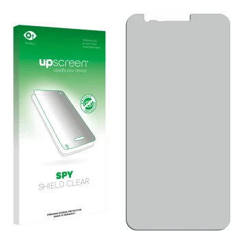 Front side of a product packaging with the brand logo upscreen. Next to it is the corresponding screen protector.