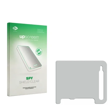 Front side of a product packaging with the brand logo upscreen. Next to it is the corresponding screen protector.
