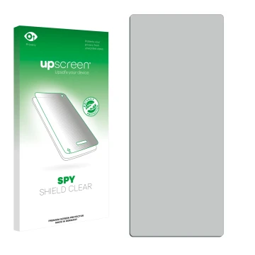 Front side of a product packaging with the brand logo upscreen. Next to it is the corresponding screen protector.