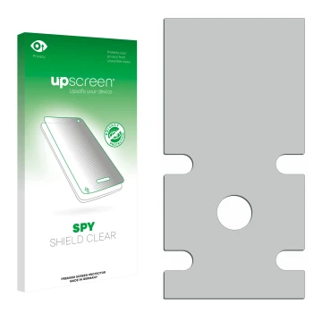 Front side of a product packaging with the brand logo upscreen. Next to it is the corresponding screen protector.