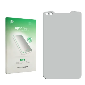 Front side of a product packaging with the brand logo upscreen. Next to it is the corresponding screen protector.