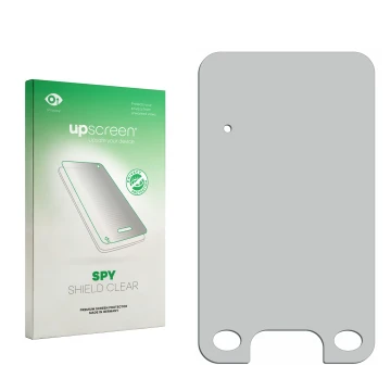 Front side of a product packaging with the brand logo upscreen. Next to it is the corresponding screen protector.