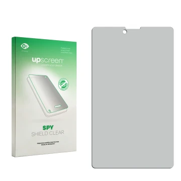 Front side of a product packaging with the brand logo upscreen. Next to it is the corresponding screen protector.
