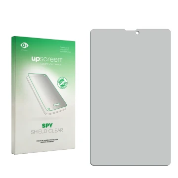Front side of a product packaging with the brand logo upscreen. Next to it is the corresponding screen protector.