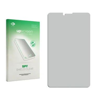 Front side of a product packaging with the brand logo upscreen. Next to it is the corresponding screen protector.