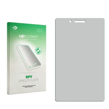 Front side of a product packaging with the brand logo upscreen. Next to it is the corresponding screen protector.