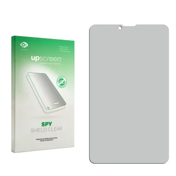 Front side of a product packaging with the brand logo upscreen. Next to it is the corresponding screen protector.