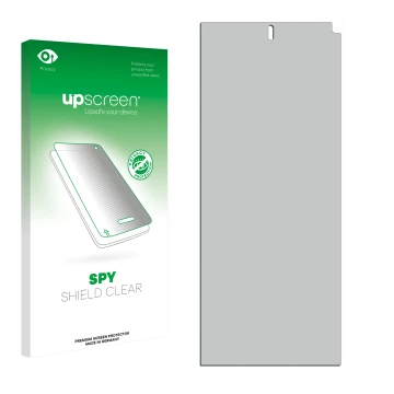 Front side of a product packaging with the brand logo upscreen. Next to it is the corresponding screen protector.