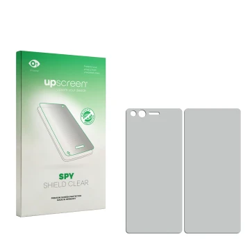 Front side of a product packaging with the brand logo upscreen. Next to it is the corresponding screen protector.