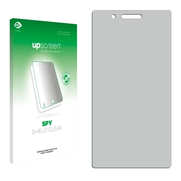 Front side of a product packaging with the brand logo upscreen. Next to it is the corresponding screen protector.