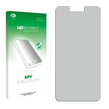 Front side of a product packaging with the brand logo upscreen. Next to it is the corresponding screen protector.