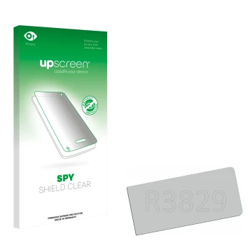 Front side of a product packaging with the brand logo upscreen. Next to it is the corresponding screen protector.