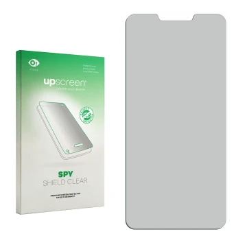 Front side of a product packaging with the brand logo upscreen. Next to it is the corresponding screen protector.