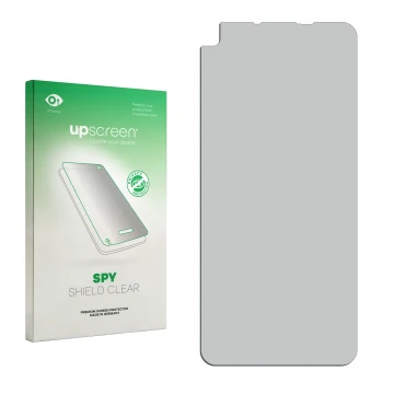 Front side of a product packaging with the brand logo upscreen. Next to it is the corresponding screen protector.