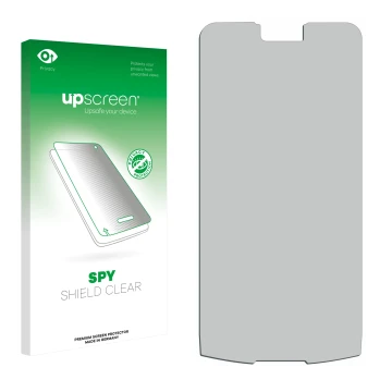 Front side of a product packaging with the brand logo upscreen. Next to it is the corresponding screen protector.