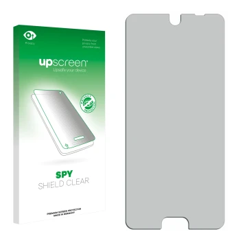 Front side of a product packaging with the brand logo upscreen. Next to it is the corresponding screen protector.