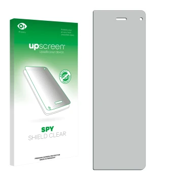 Front side of a product packaging with the brand logo upscreen. Next to it is the corresponding screen protector.