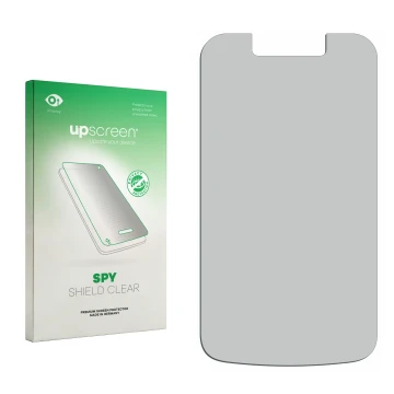Front side of a product packaging with the brand logo upscreen. Next to it is the corresponding screen protector.