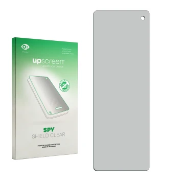 Front side of a product packaging with the brand logo upscreen. Next to it is the corresponding screen protector.