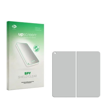 Front side of a product packaging with the brand logo upscreen. Next to it is the corresponding screen protector.