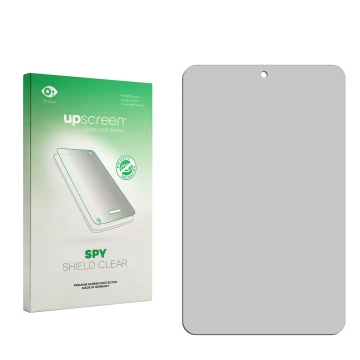 Front side of a product packaging with the brand logo upscreen. Next to it is the corresponding screen protector.