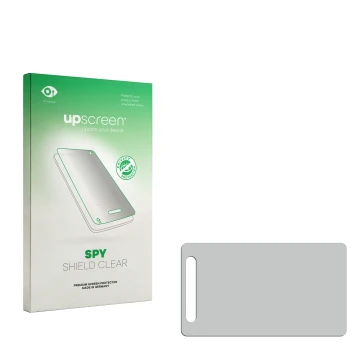 Front side of a product packaging with the brand logo upscreen. Next to it is the corresponding screen protector.