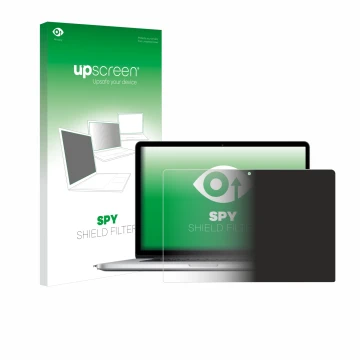Front side of a product packaging with the brand logo upscreen. Next to it is the device Apple MacBook Pro Retina 15