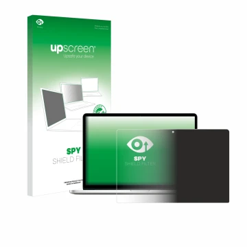 Front side of a product packaging with the brand logo upscreen. Next to it is the device Apple MacBook Pro Retina 15