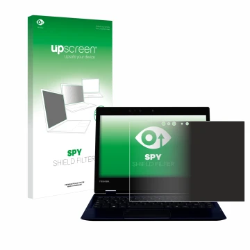 Front side of a product packaging with the brand logo upscreen. Next to it is the device Toshiba Portege X20W-D-10V shown with